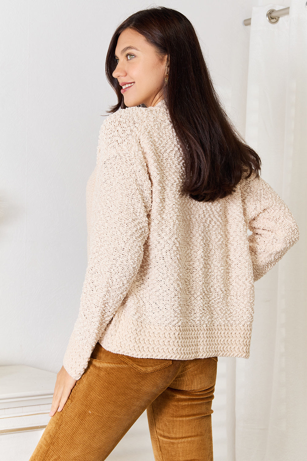 Double Take Open Front Long Sleeve Cardigan 