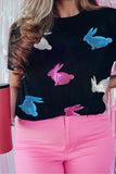 Plus Size Rabbit Round Neck Short Sleeve T-Shirt 
