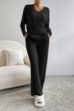 Ribbed V-Neck Top and Pants Lounge Set Lingerie & Nightwear