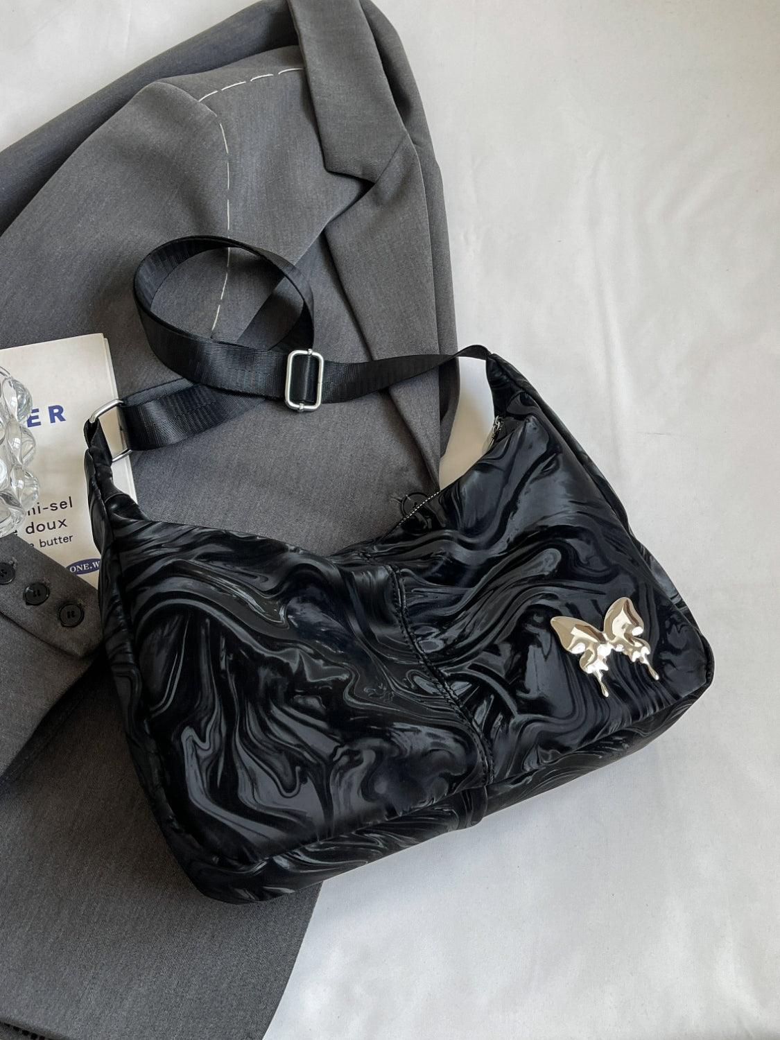 PU Leather Adjustable Strap Shoulder Bag 