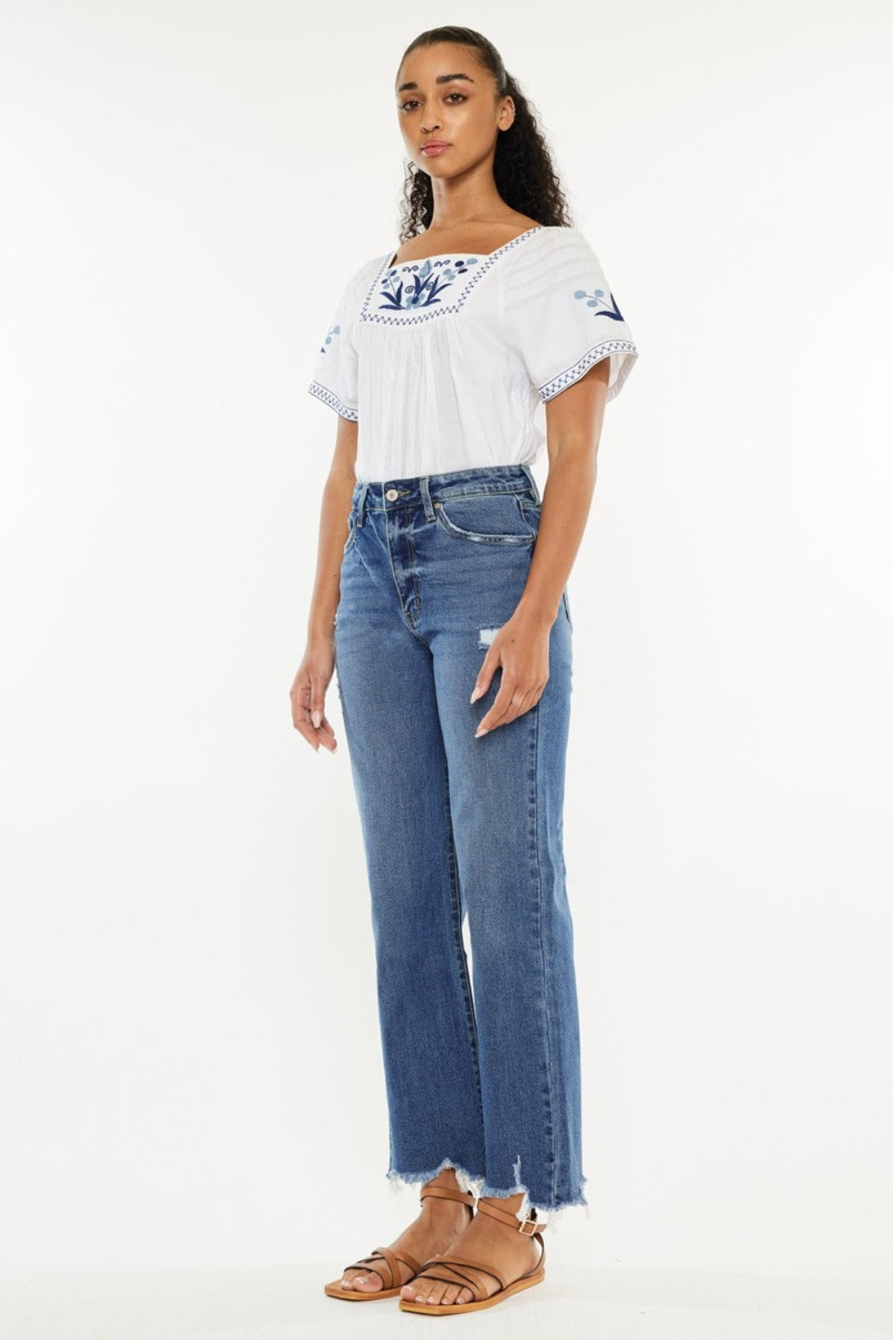 Kancan Full Size High Rise Slim Wide Leg Jeans 