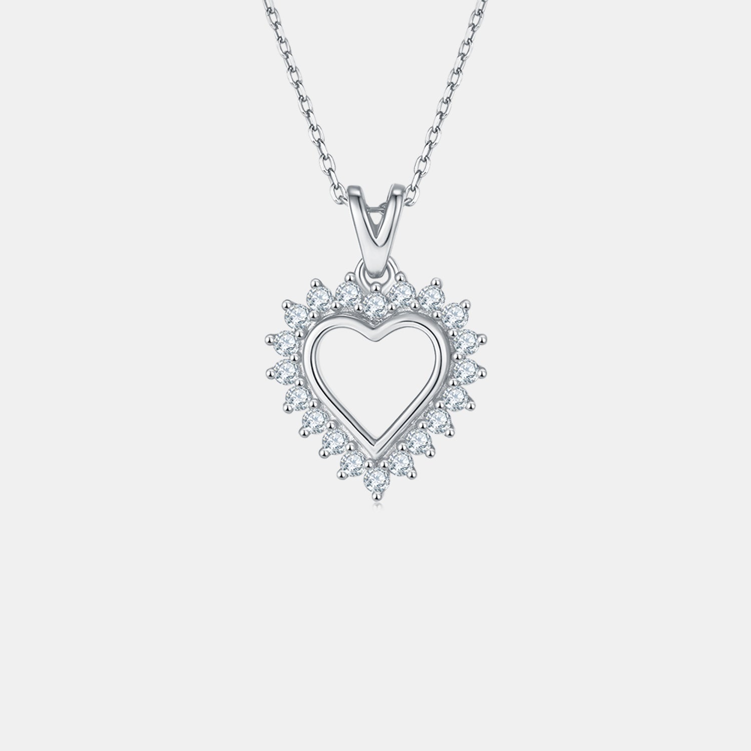 Moissanite 925 Sterling Silver Heart Pendant Necklace 