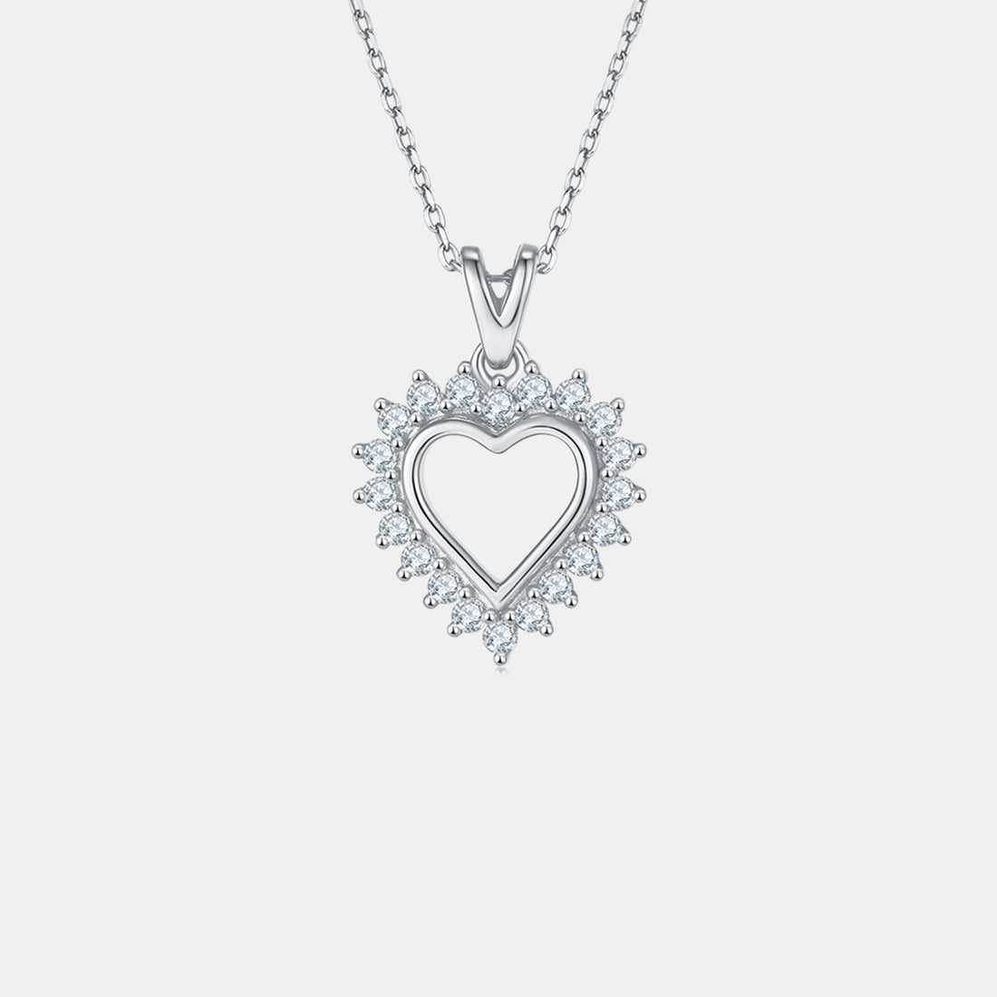 Moissanite 925 Sterling Silver Heart Pendant Necklace 