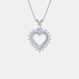Moissanite 925 Sterling Silver Heart Pendant Necklace 