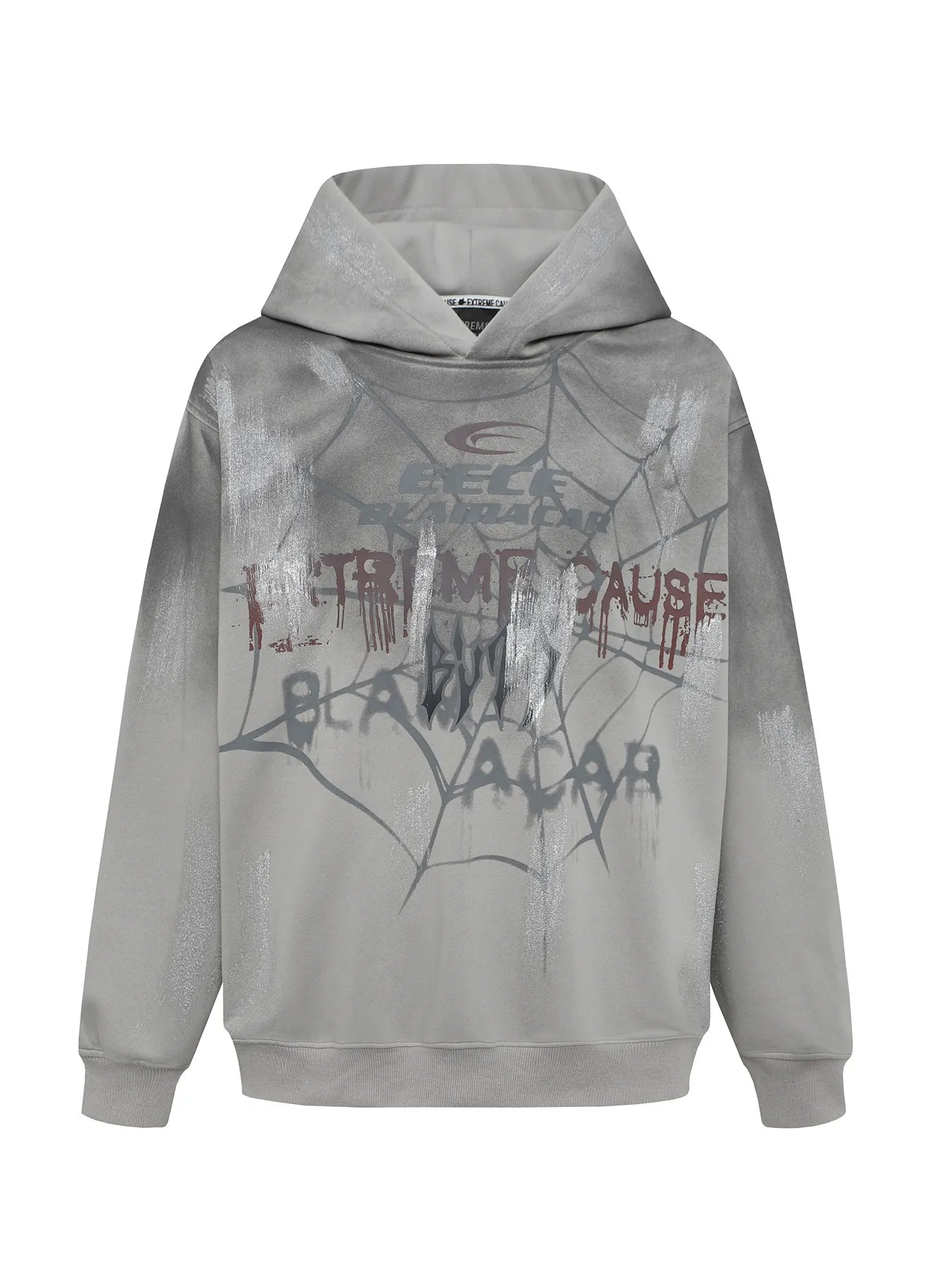 Men's Gothic Spider Web Graffiti Print Hoodie 