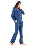 Collared Neck Long Sleeve Loungewear Set with Pockets Lingerie & Nightwear