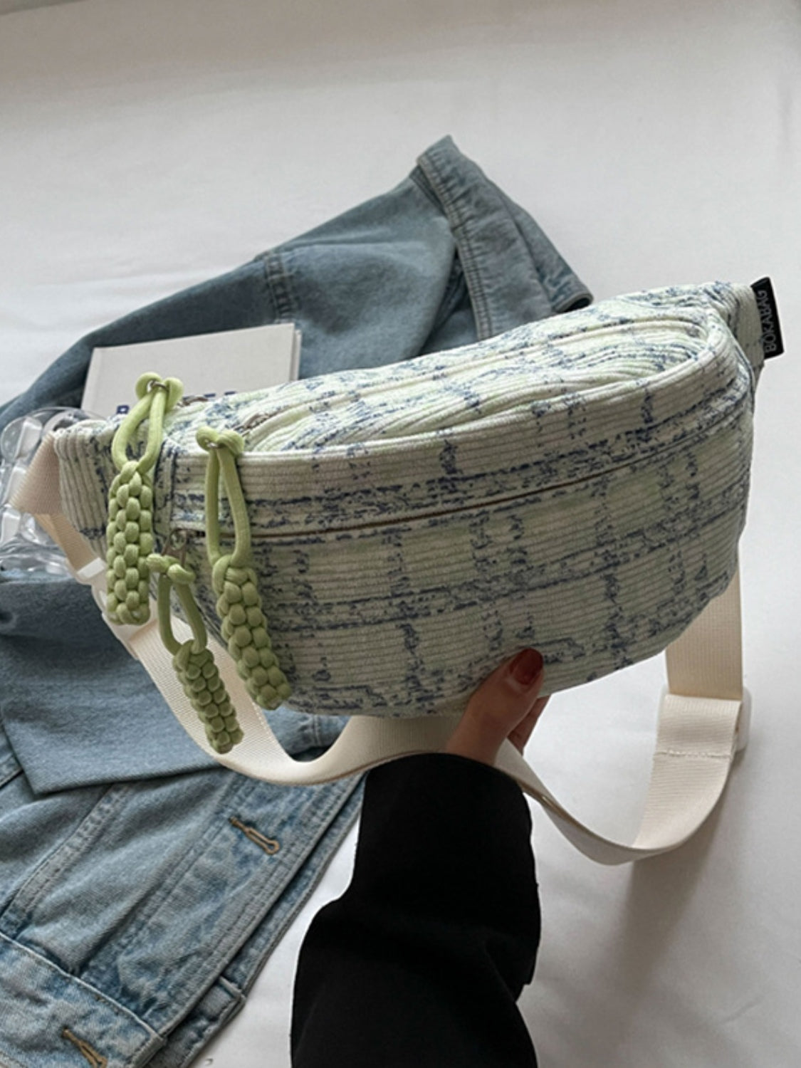 Contrast Plaid Polyester Crossbody Bag 