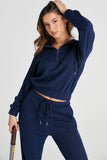Drawstring Half Zip Hoodie and Joggers Active Set 