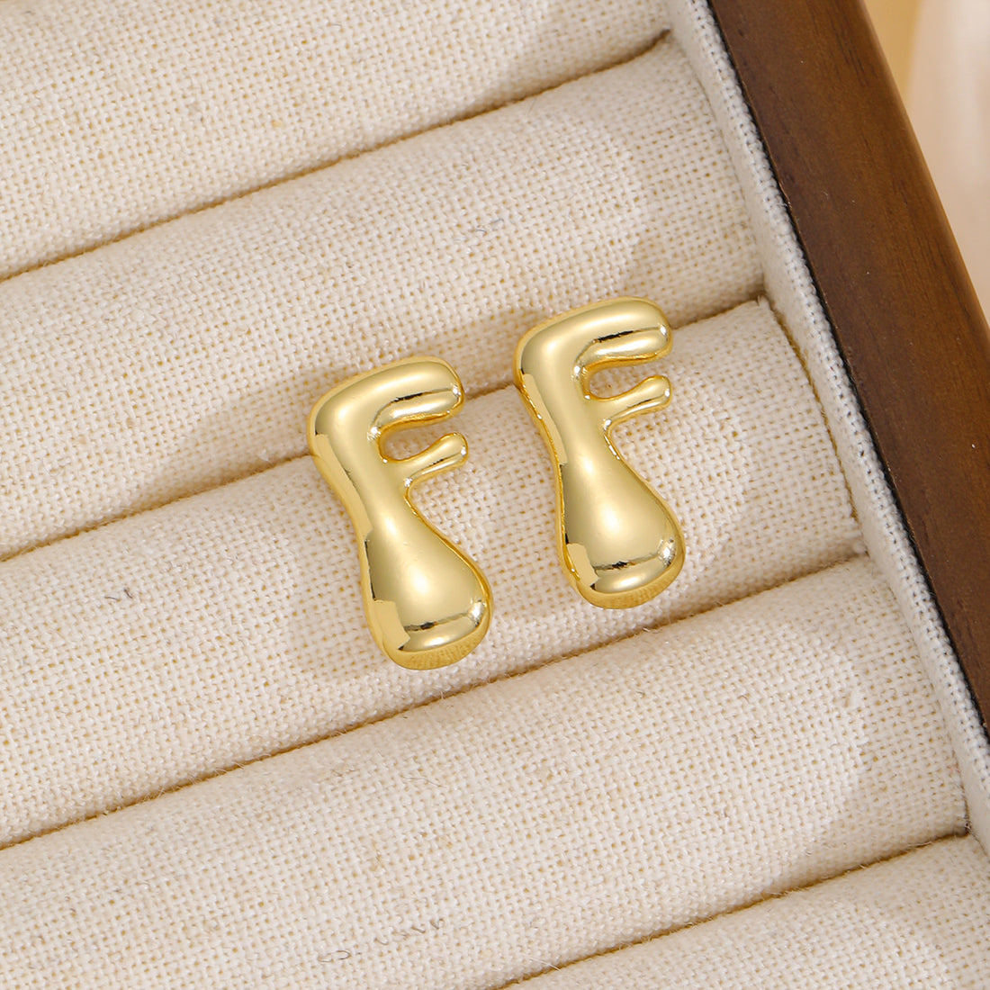 18K Gold-Plated Bubble Letter Stud Earrings 