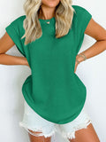 Lovelet Textured Round Neck Cap Sleeve Blouse 