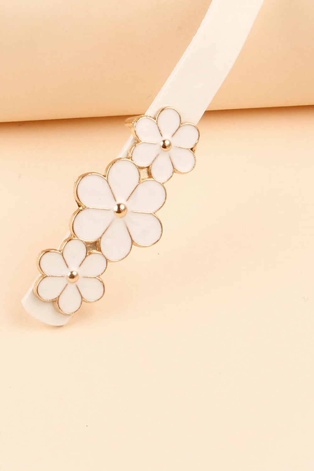 Flower Decor Skinny PU Belt 