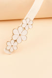 Flower Decor Skinny PU Belt 
