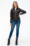 YMI Removable Faux Layered Multi-Pocket Jacket with Fuzzy Hood 