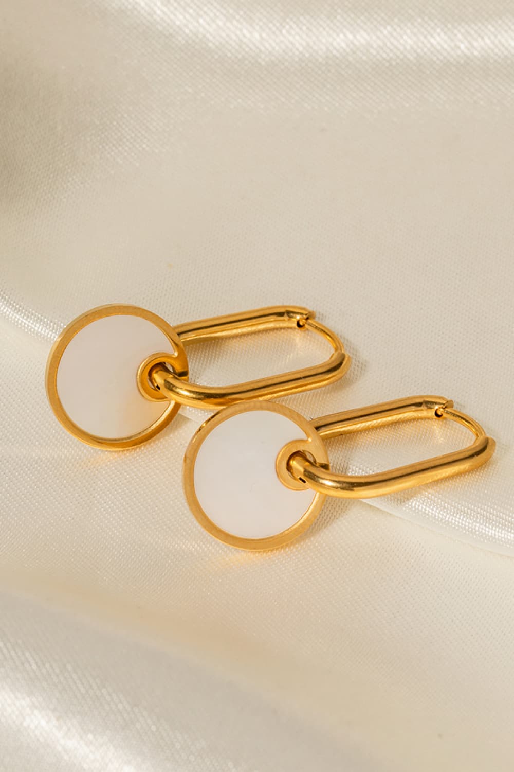 Copper White Mother-Of-Pearl Drop Earrings 