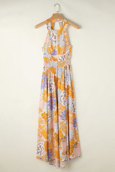 Tied Printed Grecian Sleeveless Maxi Dress Dresses