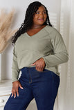 Culture Code  Full Size V-Neck Long Sleeve T-Shirt 