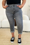 Judy Blue Full Size Button Fly High Waist Cuffed Capris 