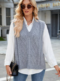 Cable Knit V-Neck Sweater Vest 