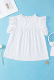 Plus Size Ruffled Notched Cap Sleeve Blouse 