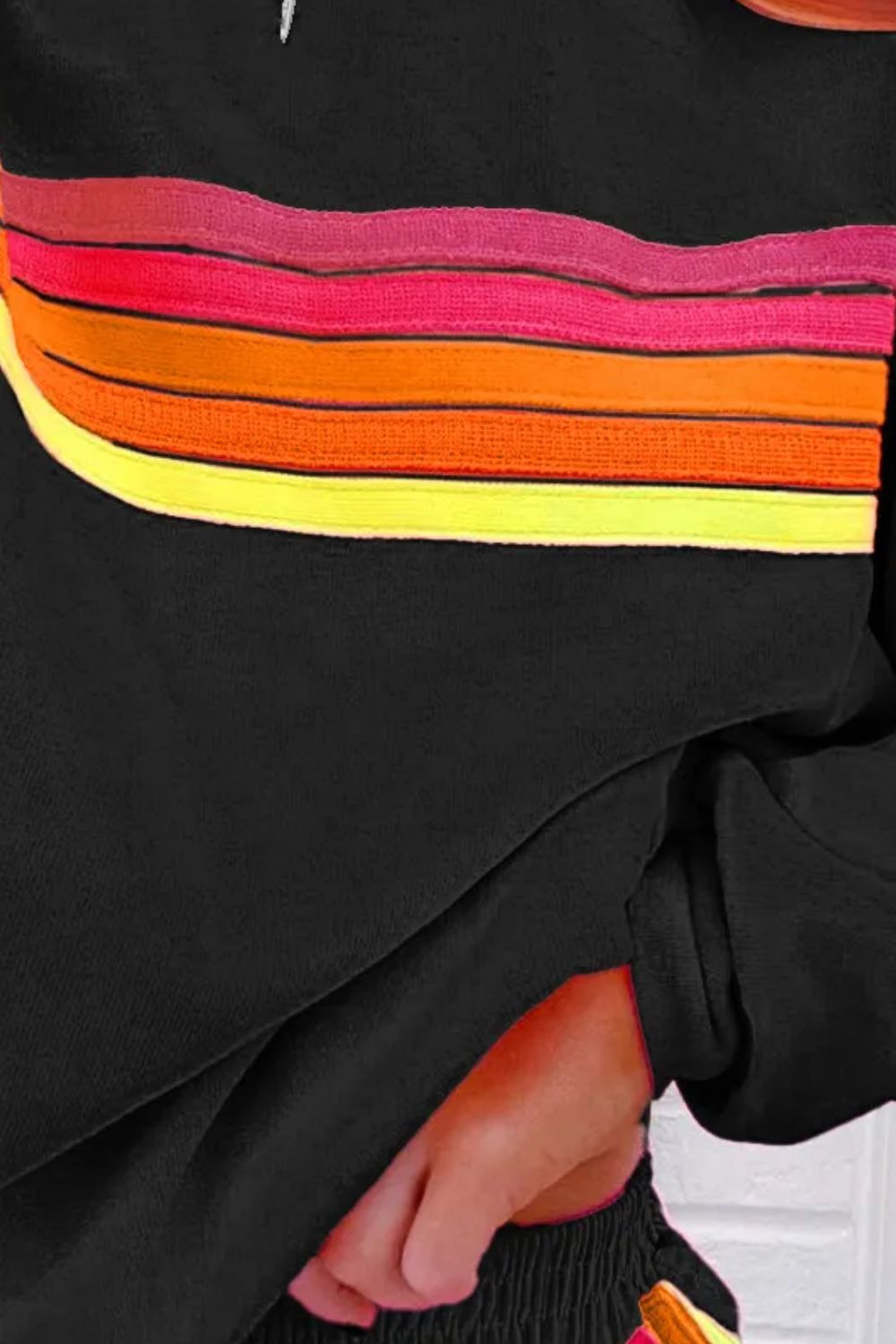 Full Size Contrast Striped Round Neck Top and Shorts Set 