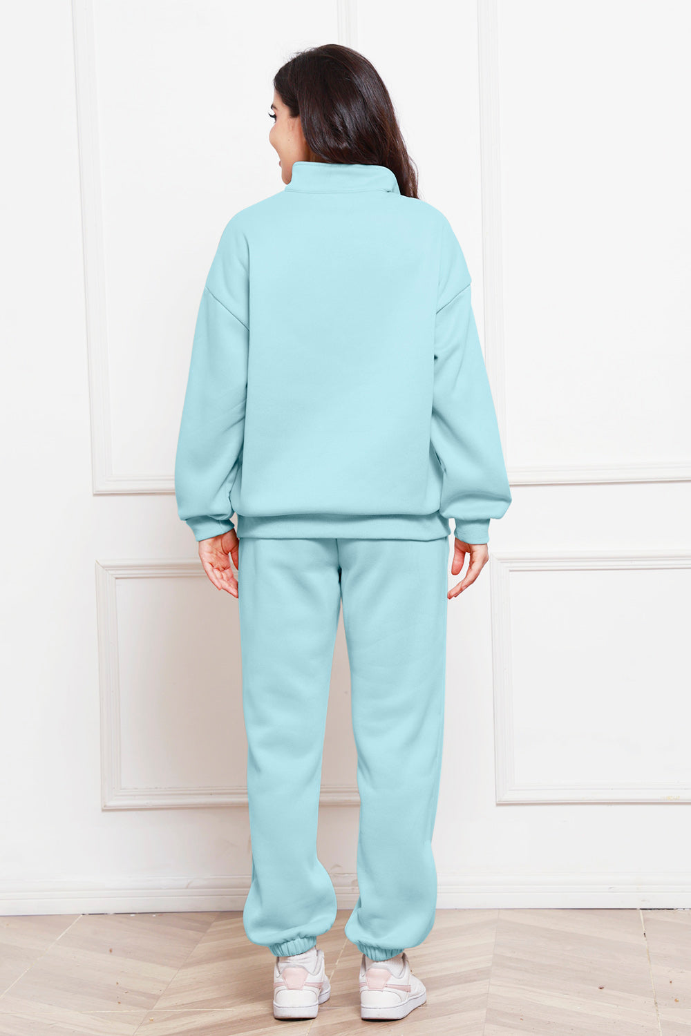 Half Zip Long Sleeve Sweatshirt and Pants Set 