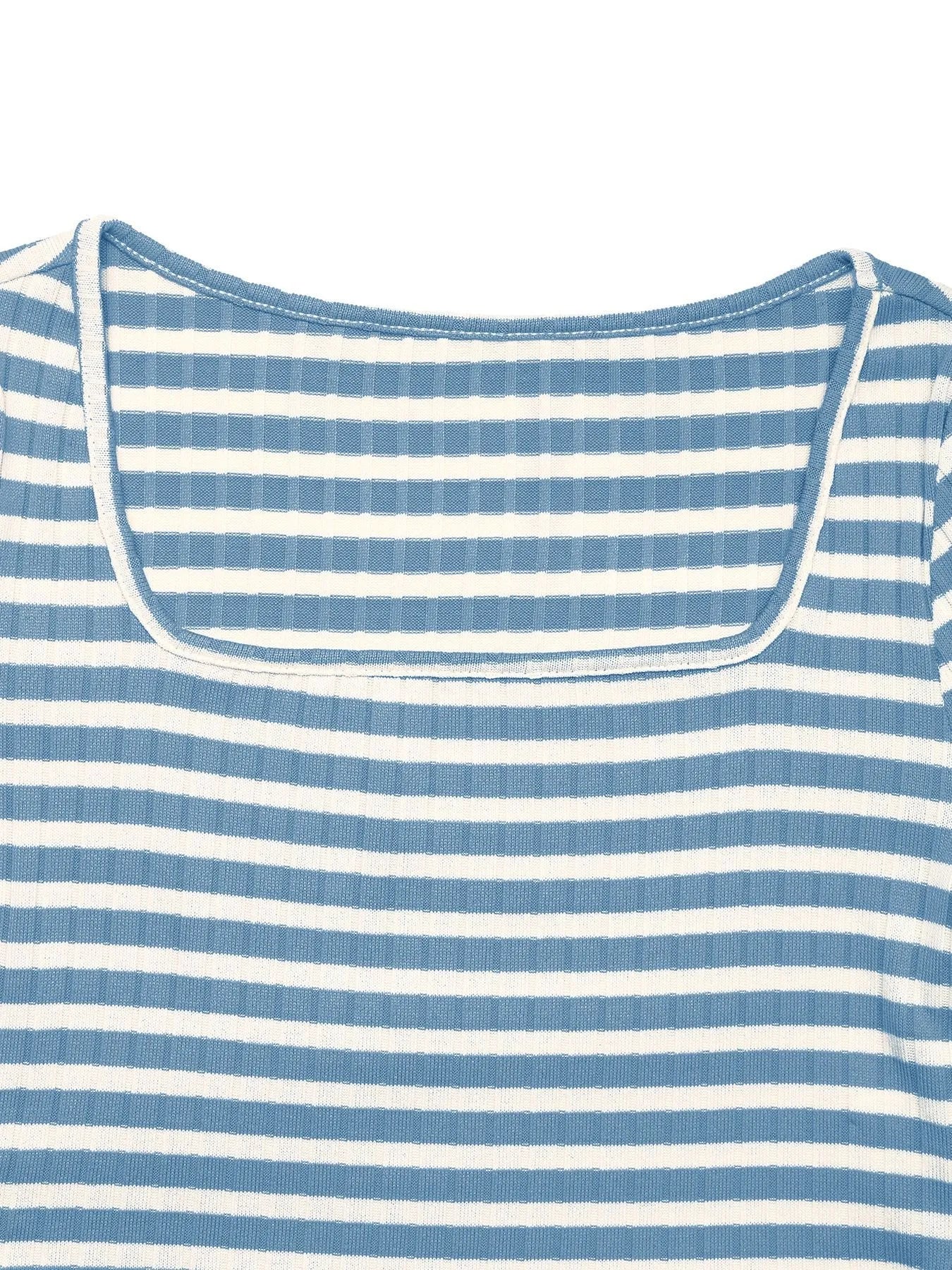 Striped Square Neck Long Sleeve Top and Pants Lounge Set Lingerie & Nightwear