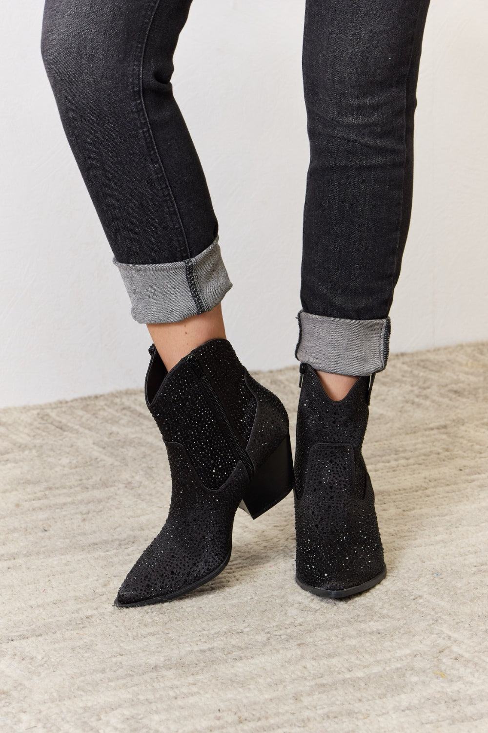 East Lion Corp Rhinestone Ankle Cowboy Boots 