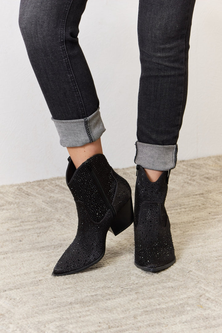 East Lion Corp Rhinestone Ankle Cowboy Boots 