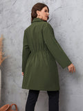 Honey Plus Size Lapel Collar Roll-Tab Sleeve Trench Coat 