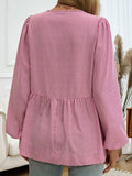 Devine Tied Striped Long Sleeve Blouse 