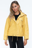 How Dare U Drawstring Hem PU Leather Zip Up Jacket 