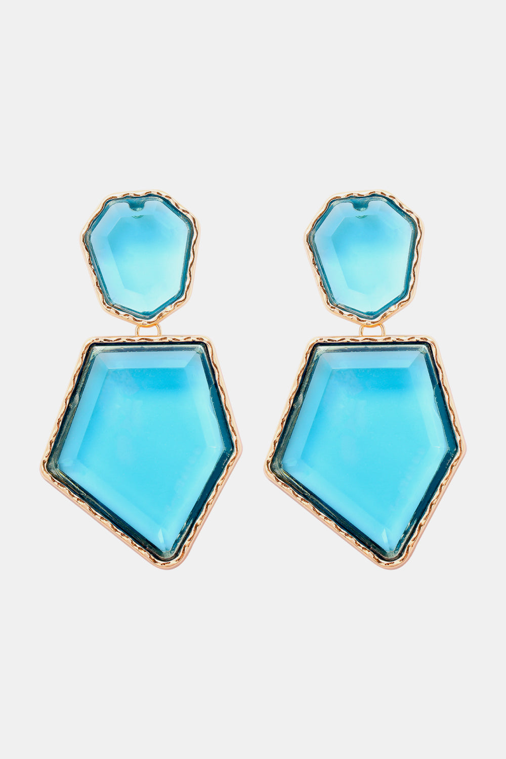 Geometrical Shape Zinc Alloy Frame Resin Dangle Earrings 
