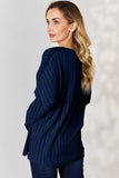 Basic Bae Full Size Ribbed Half Button Long Sleeve T-Shirt 