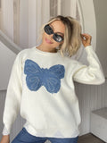Butterfly Round Neck Long Sleeve Sweater 