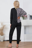 Leopard Round Neck Top and Drawstring Pants Lounge Set Lingerie & Nightwear