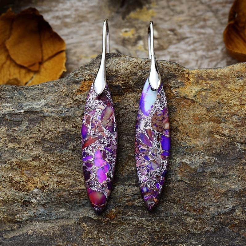 Copper Natural Stone Geometric Shape Earrings 