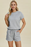 Double Take Full Size Texture Short Sleeve Top and Shorts Set 