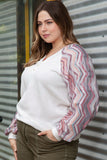 Plus Size Sweatshirt with Button Detail 