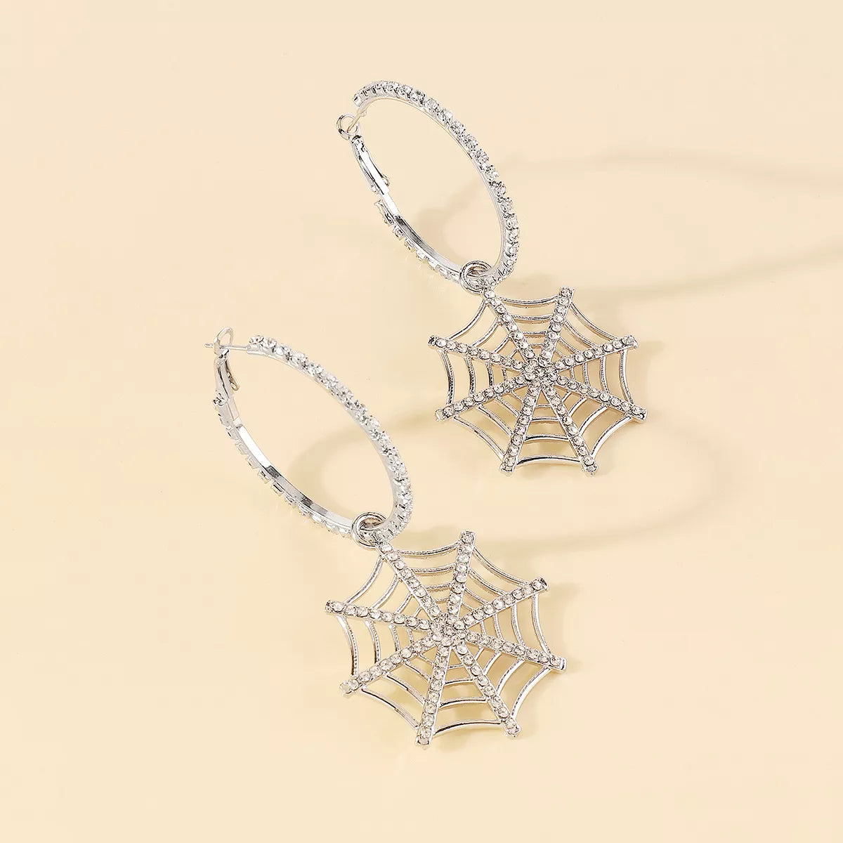 Halloween Spider Web Dangle Hoop Earrings 