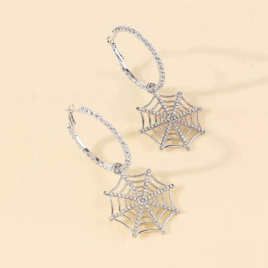 Halloween Spider Web Dangle Hoop Earrings 