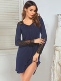 Lace Detail Long Sleeve Mini Lounge Dress 