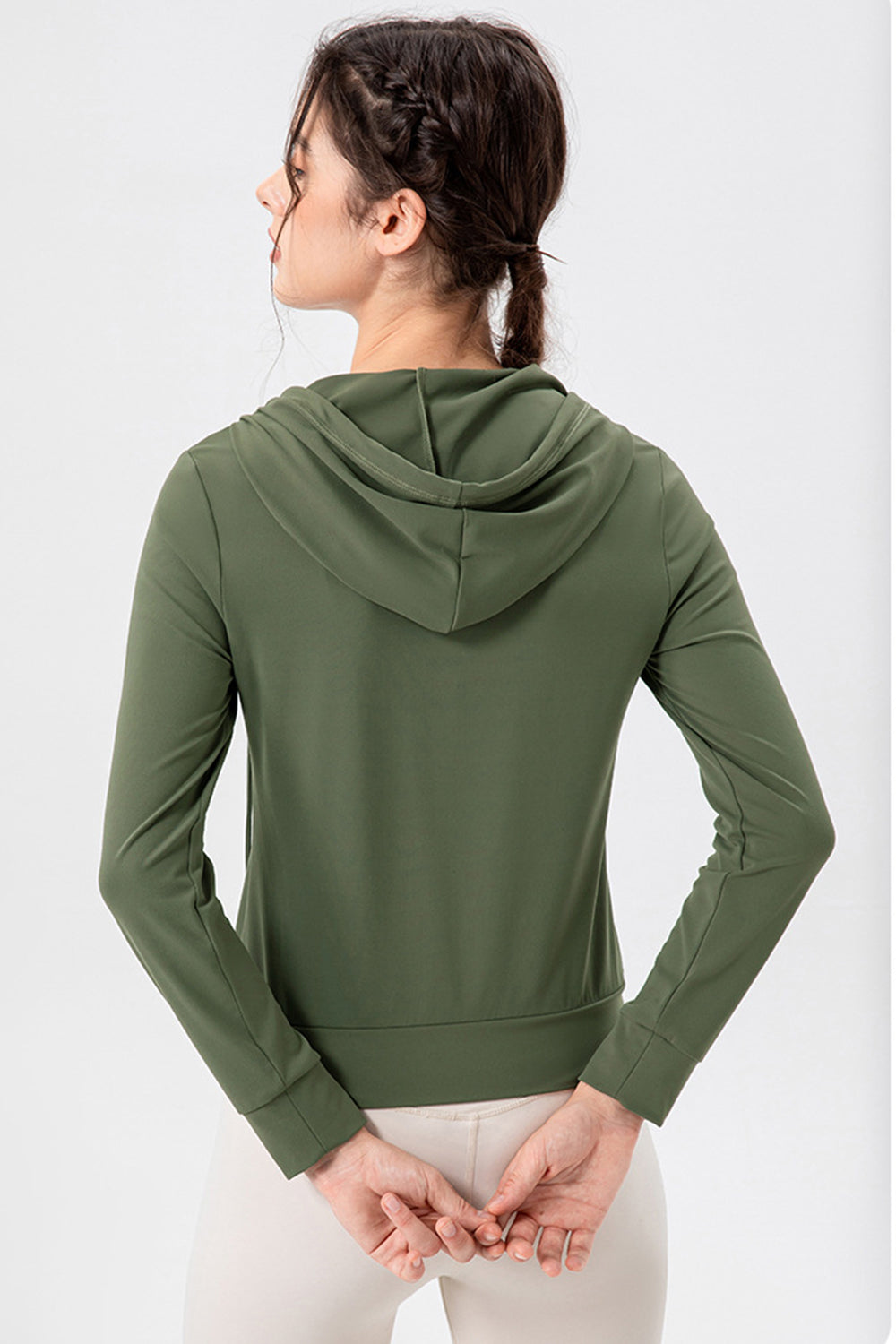 Drawstring Zip Up Hooded Active Outerwear 
