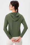 Drawstring Zip Up Hooded Active Outerwear 