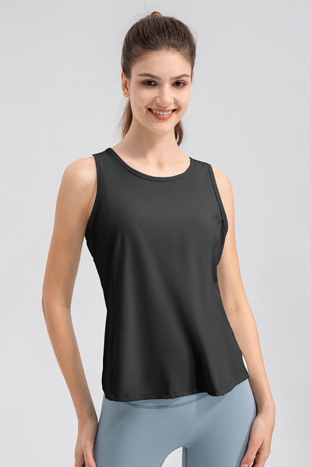 Wide Strap Round Neck Active Tank 