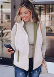 Fuzzy Zip Up Vest Coat with Pockets 