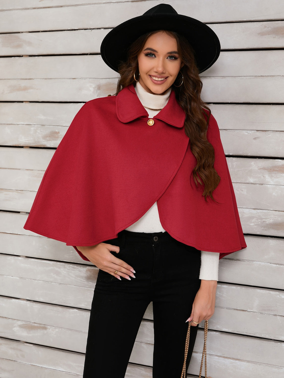 Collared Neck Cropped Cape 