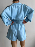 Zip Up Long Sleeve Jacket and Shorts Set Two Piece Dresses