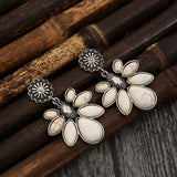 Artificial Turquoise Flower Earrings 