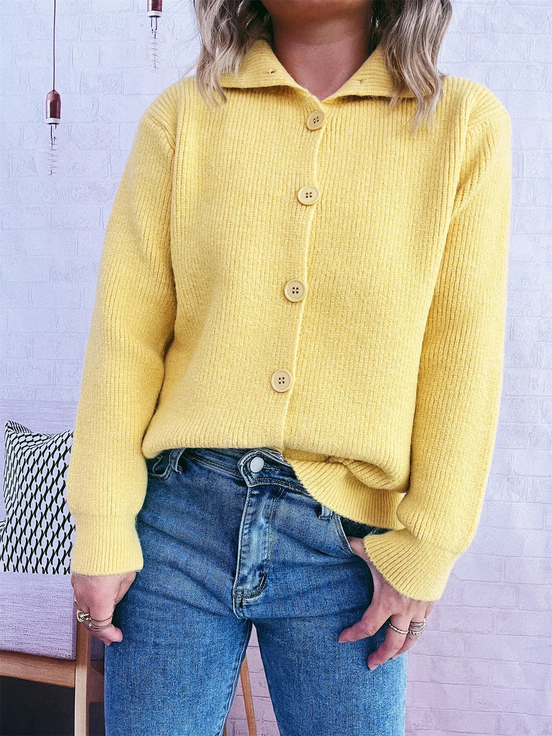 Ribbed Button-Up Cardigan 