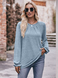Mandy Long Flounce Sleeve Round Neck Blouse 